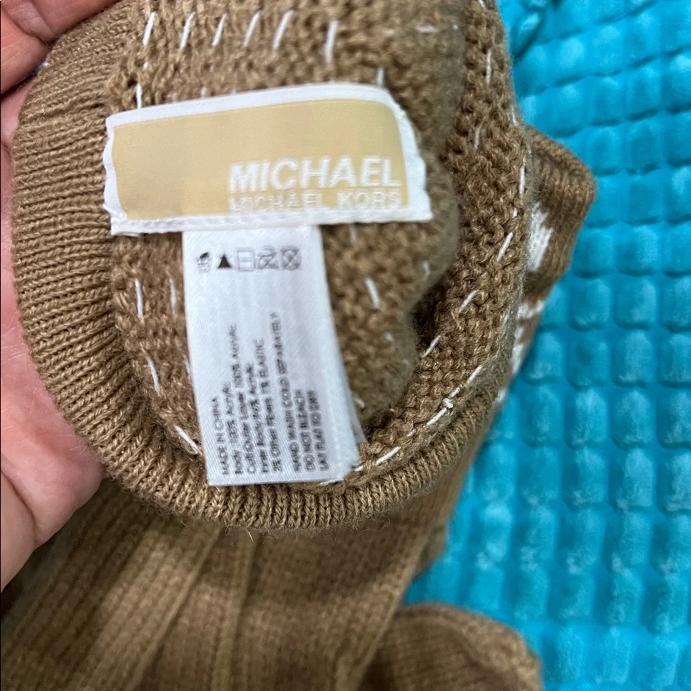 Michael Kors Brown Logo Knit Gloves